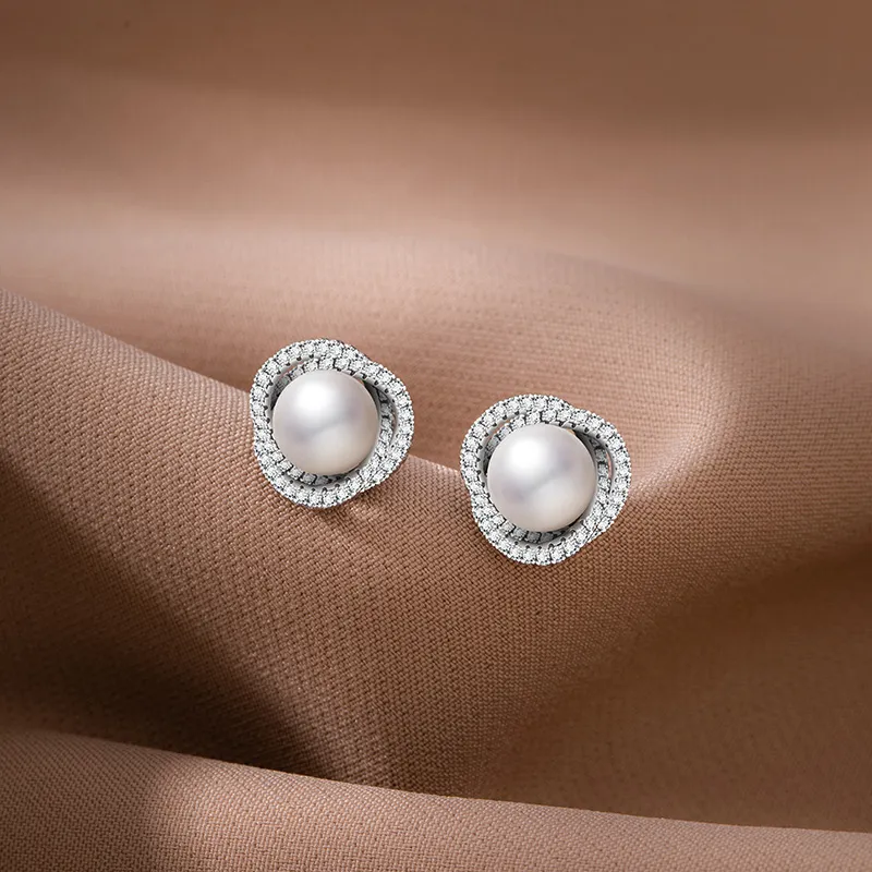 Lao Feng Xiang S925 Silver Stud Earrings Women's-1