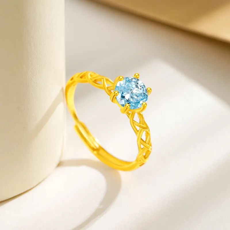 Lao Feng Xiang Natural Topazes Rings Women's-3