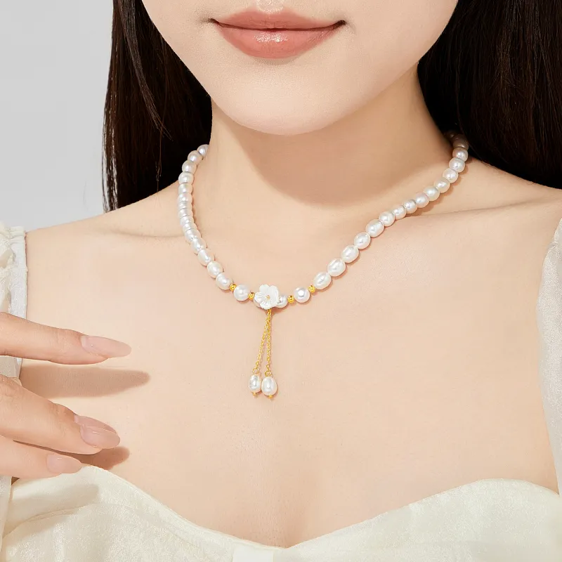 Lao Feng Xiang Pearl Necklaces Women's-6