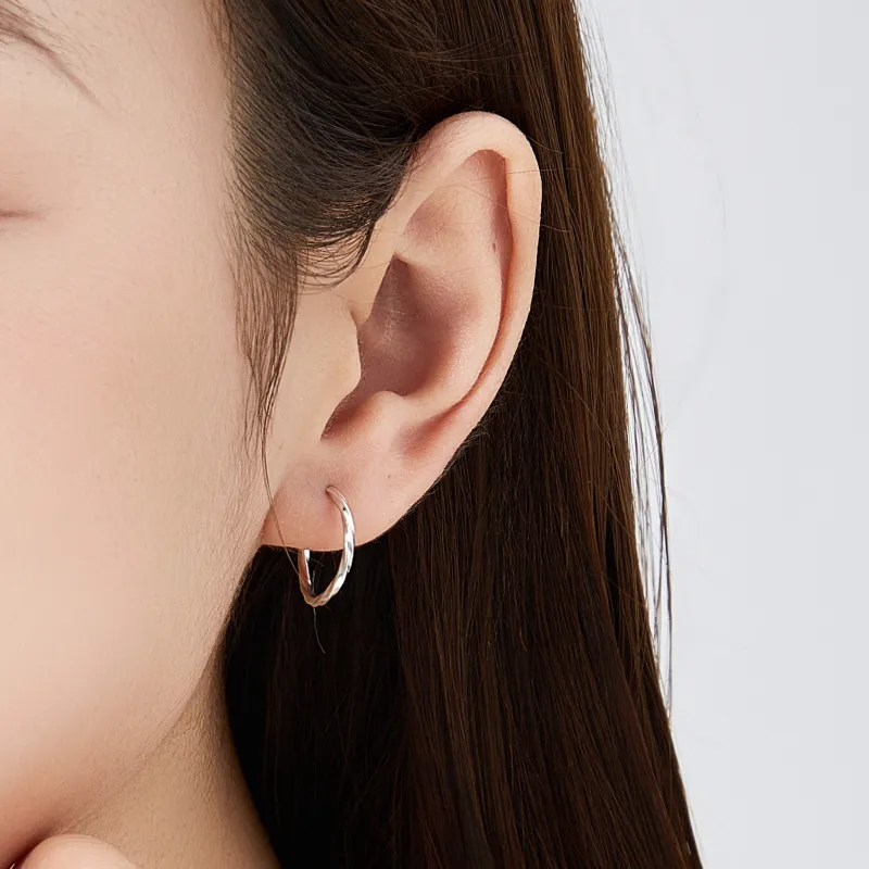 Lao Feng Xiang S999 Fine Silver Pair Of Stud Earrings Unisex-20
