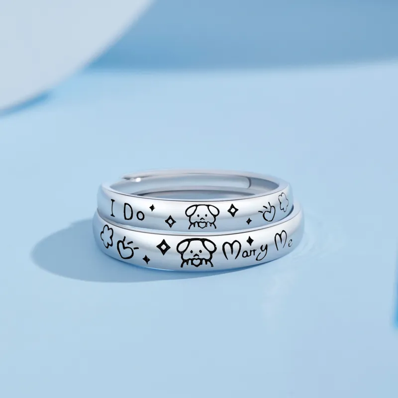 Lao Feng Xiang S925 Sterling Silver Ring Pair Unisex-9
