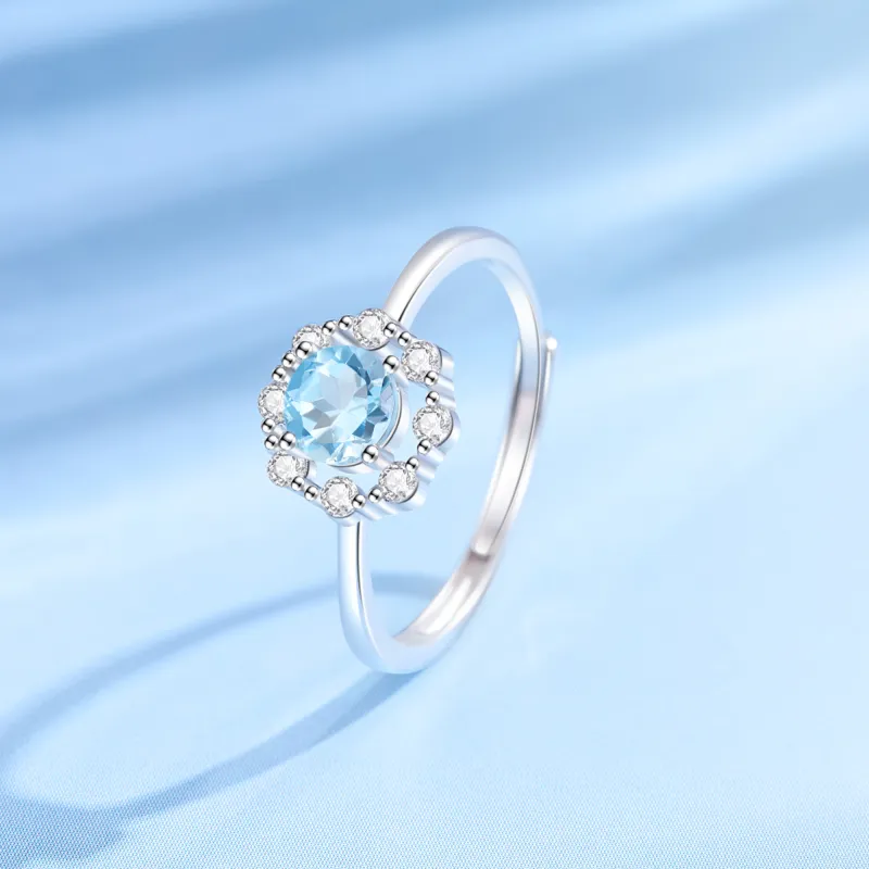 Lao Feng Xiang Natural Topaz S925 Silver Rings Women's-1