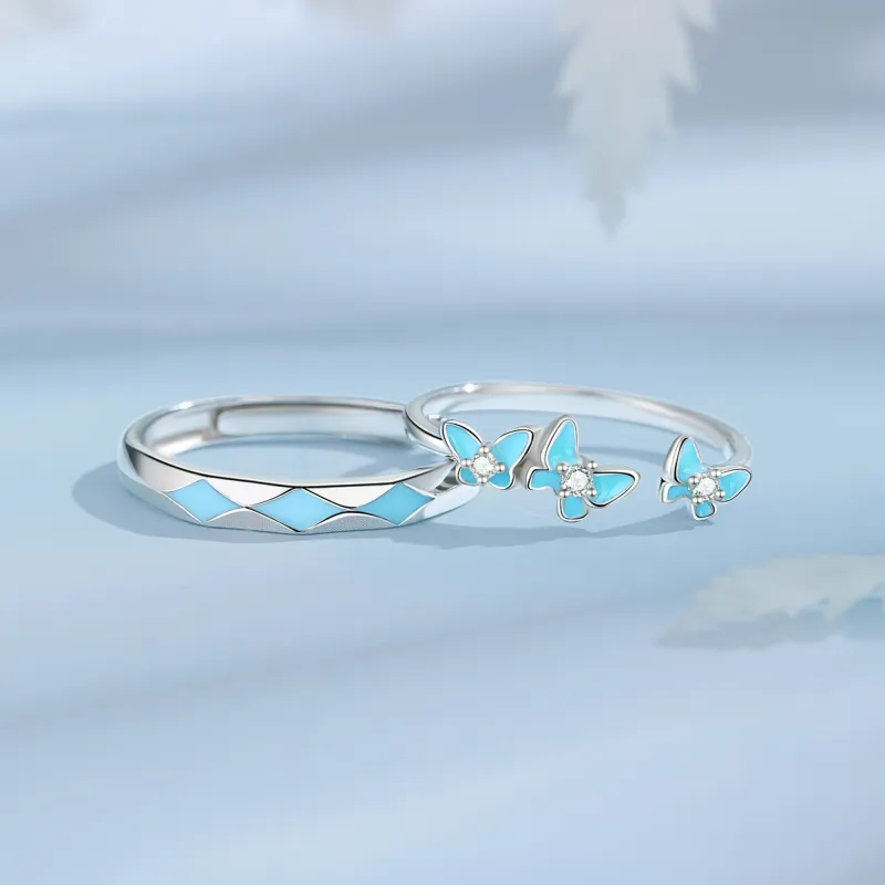 Lao Feng Xiang S925 Silver Ring Pair Unisex-1