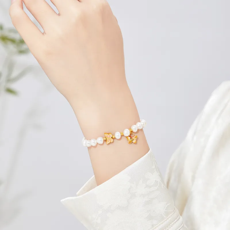 Lao Feng Xiang Pearl S925 Sterling Silver Bracelet Women's-3