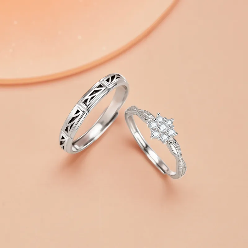 Lao Feng Xiang S999 Silver Ring Pair Unisex-1
