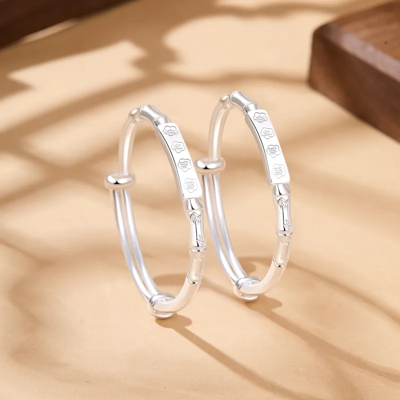 Lao Feng Xiang S999 Fine Silver Sterling Silver Bangle 1 Pair Kids'-2