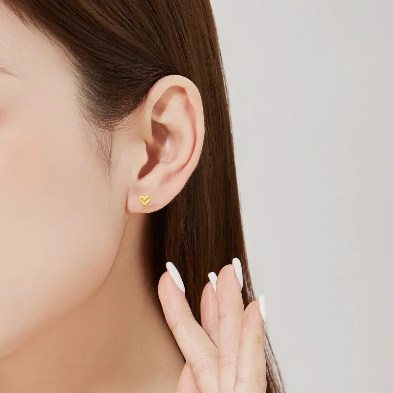 Lao Feng Xiang S999 Fine Silver Stud Earrings Women's-4