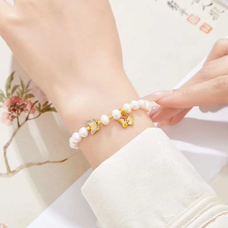Lao Feng Xiang Pearl S925 Sterling Silver Bracelet Women's-7