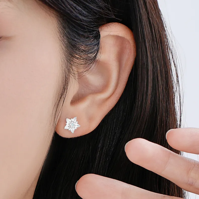 Lao Feng Xiang S925 Silver Stud Earrings Women's-5