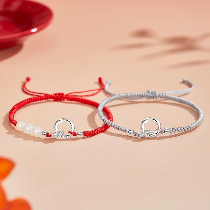 Lao Feng Xiang S999 Fine Silver Sterling Silver Bracelet Pair Unisex-13