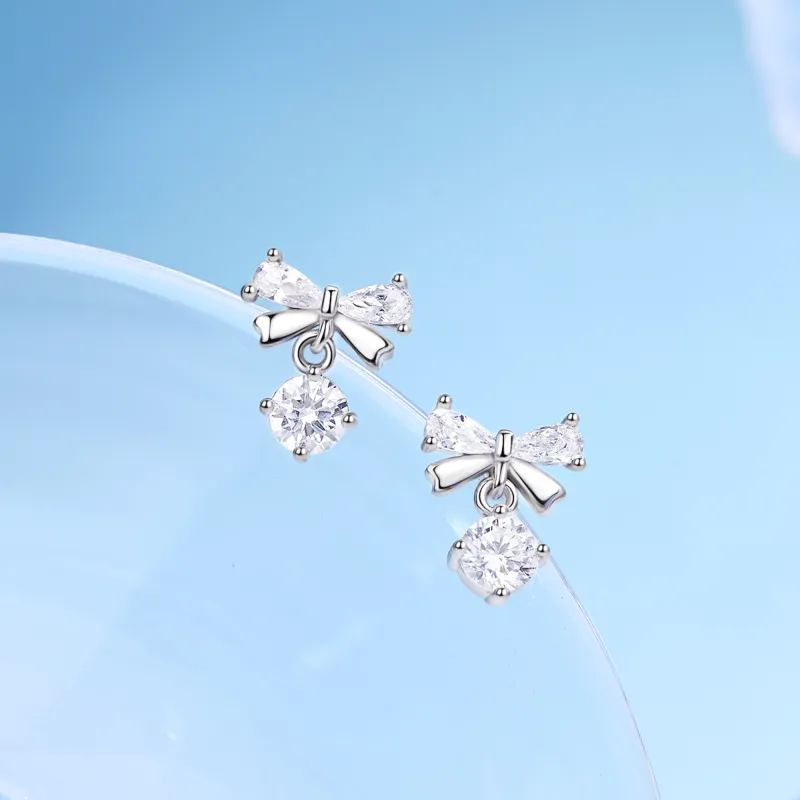 Lao Feng Xiang 999 Fine Silver Stud Earrings Women's-5