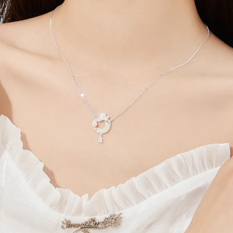 Lao Feng Xiang S925 Silver Necklaces Women's-4