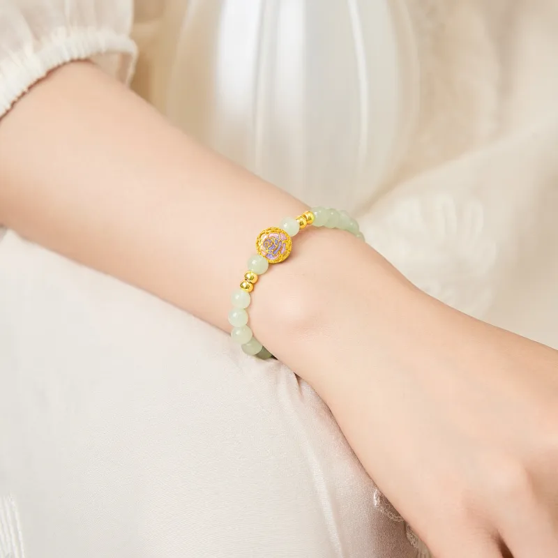 Lao Feng Xiang Bracelets Pale Greenish White Jade Women's-2