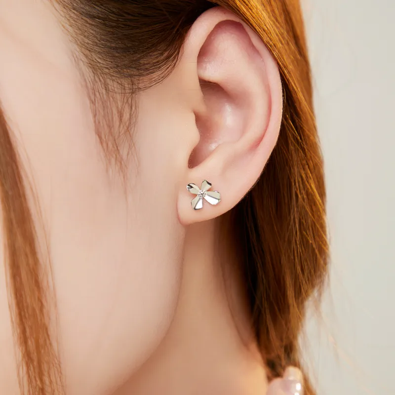 Lao Feng Xiang S925 Silver Pair Of Stud Earrings Women's Good Luck-6
