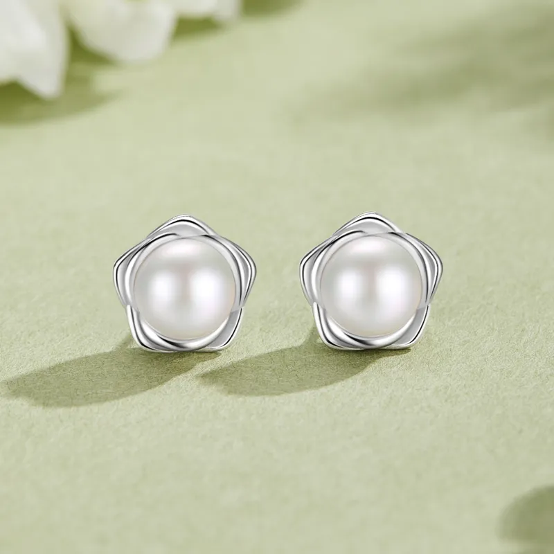 Lao Feng Xiang Pearl Stud Earrings Women's-2