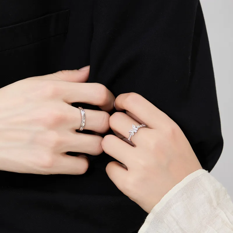 Lao Feng Xiang S925 Silver Ring Pair Unisex-6