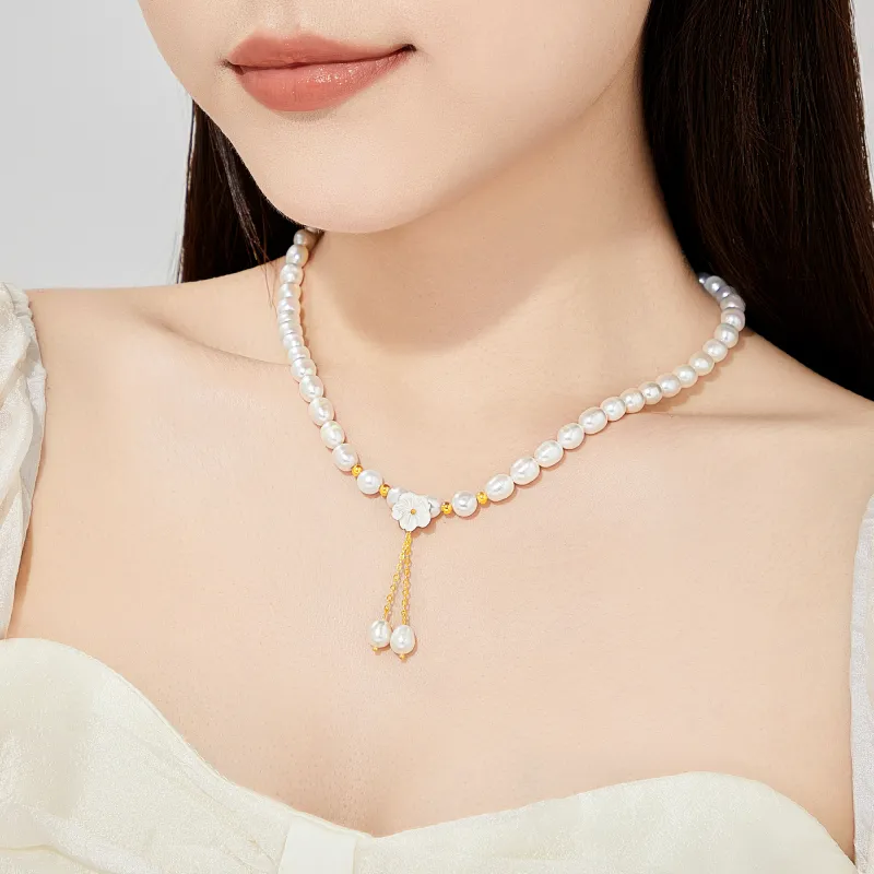 Lao Feng Xiang Pearl Necklaces Women's-2