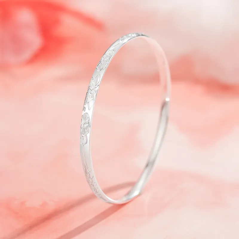Lao Feng Xiang 999 Fine Silver Bangles Women's-3