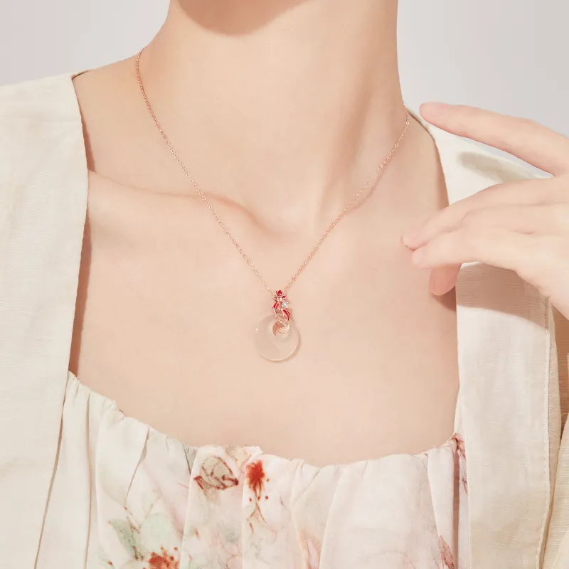 Lao Feng Xiang Chalcedony Jade Necklace For Women's Women's-4