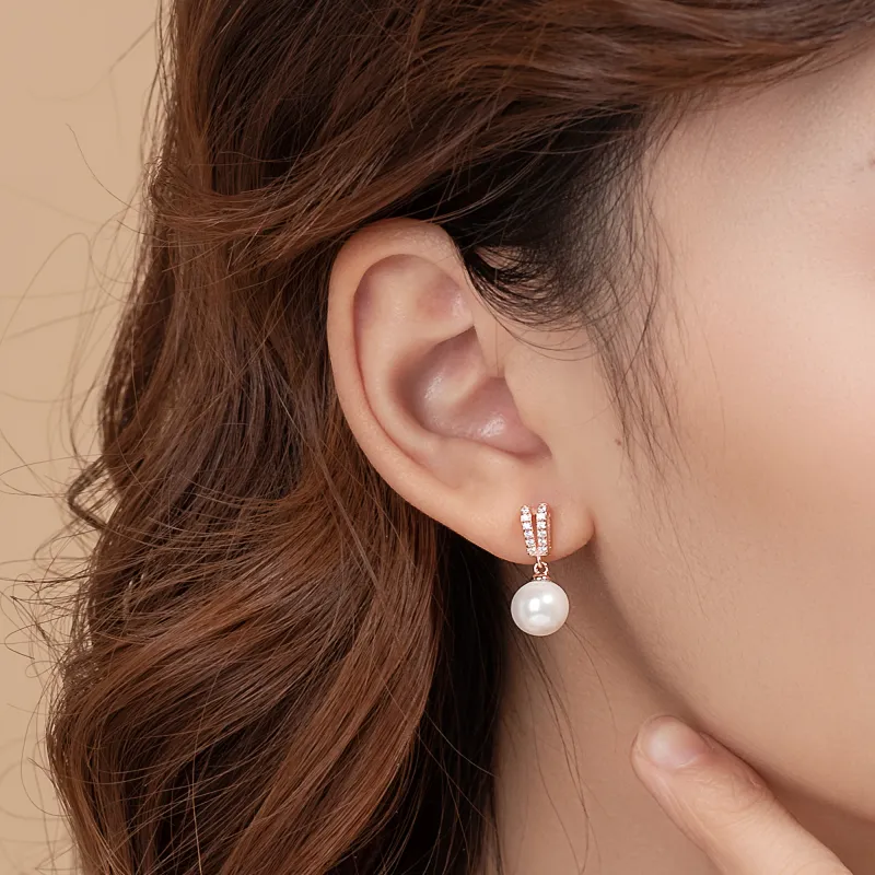 Lao Feng Xiang Pearl Earrings Women's-1