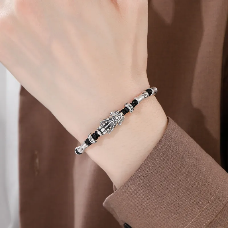 Lao Feng Xiang S999 Fine Silver Pure Silver Bracelets Men's-6