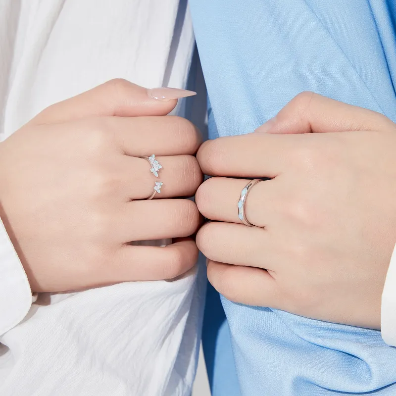 Lao Feng Xiang S925 Silver Ring Pair Unisex-6