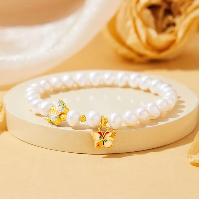 Lao Feng Xiang Pearl S925 Sterling Silver Bracelet Women's-2