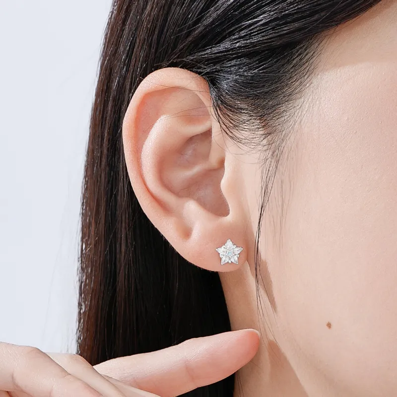 Lao Feng Xiang S925 Silver Stud Earrings Women's-6