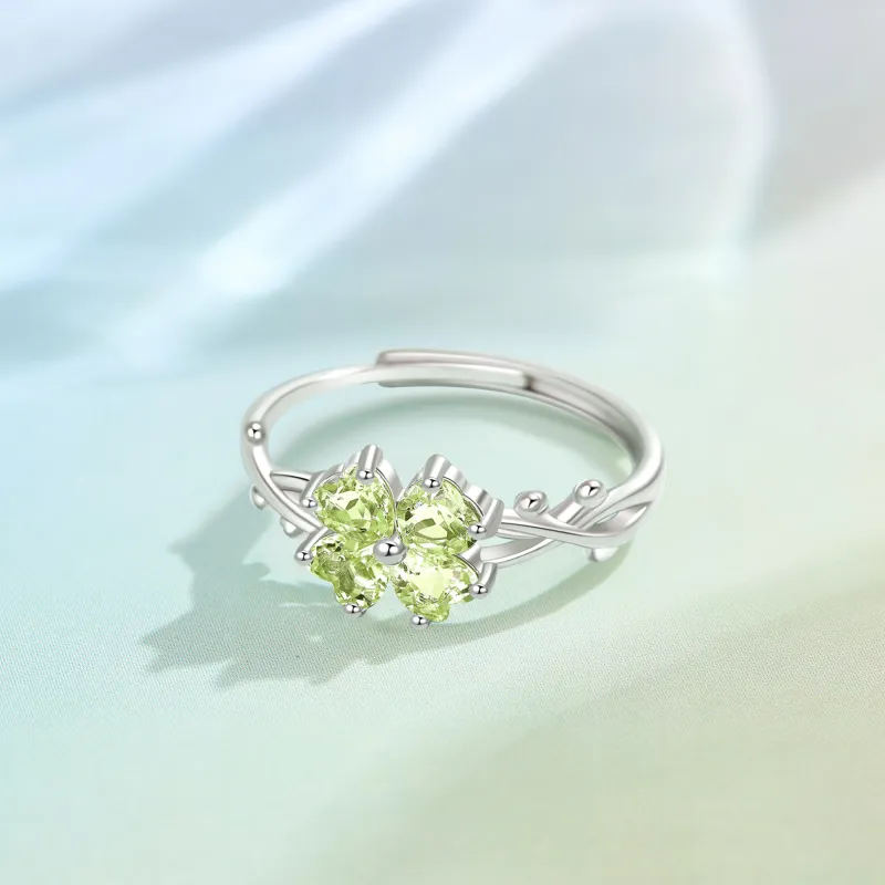 Lao Feng Xiang Natural Peridots Colored Gemstone Rings Women's-5