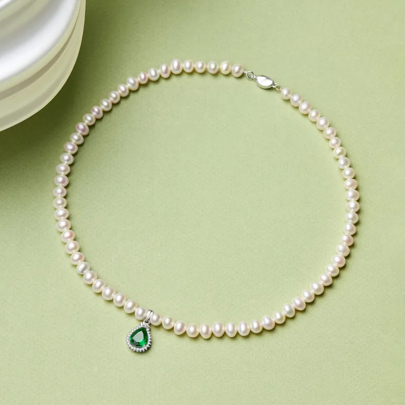 Lao Feng Xiang S925 Silver, Freshwater Pearl Necklaces Women's-4
