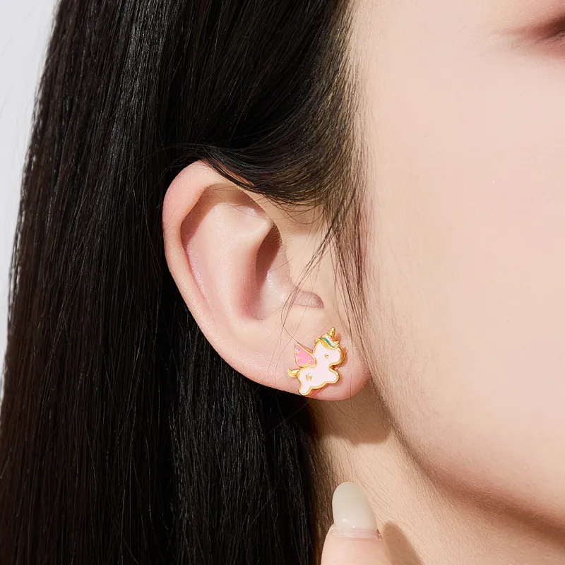 Lao Feng Xiang S925 Silver Stud Earrings Women's-2
