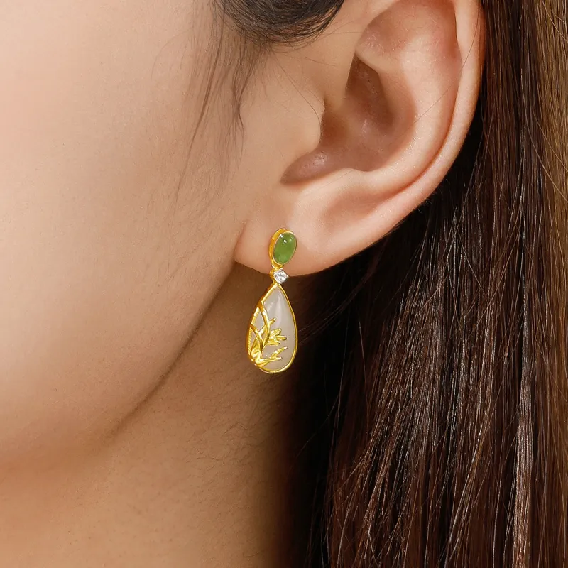 Lao Feng Xiang S925 Silver Earrings Women's-4