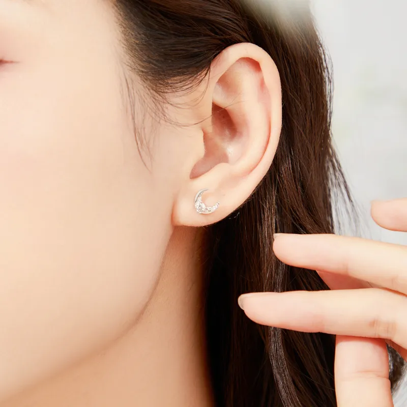 Lao Feng Xiang S999 Fine Silver Stud Earrings Women's-2