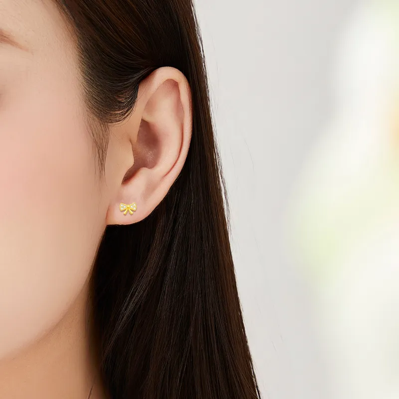 Lao Feng Xiang S925 Silver Stud Earrings Women's-6