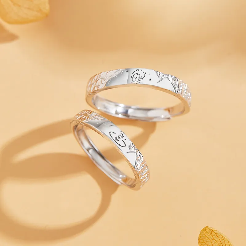 Lao Feng Xiang S999 Fine Silver Ring Pair Unisex-5
