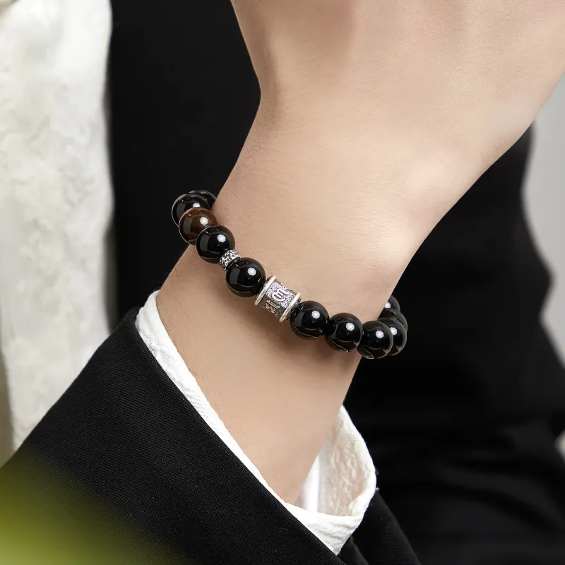 Lao Feng Xiang Natural Obsidian Bracelets Men's-4