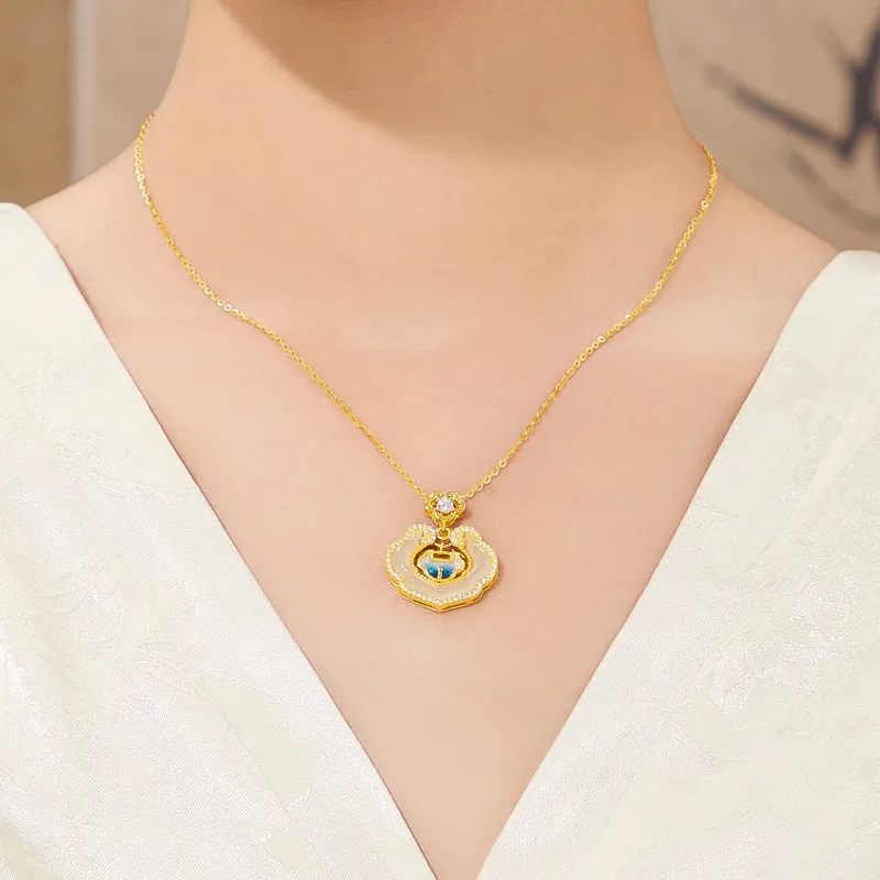 Lao Feng Xiang Chalcedony Necklaces Women's-5