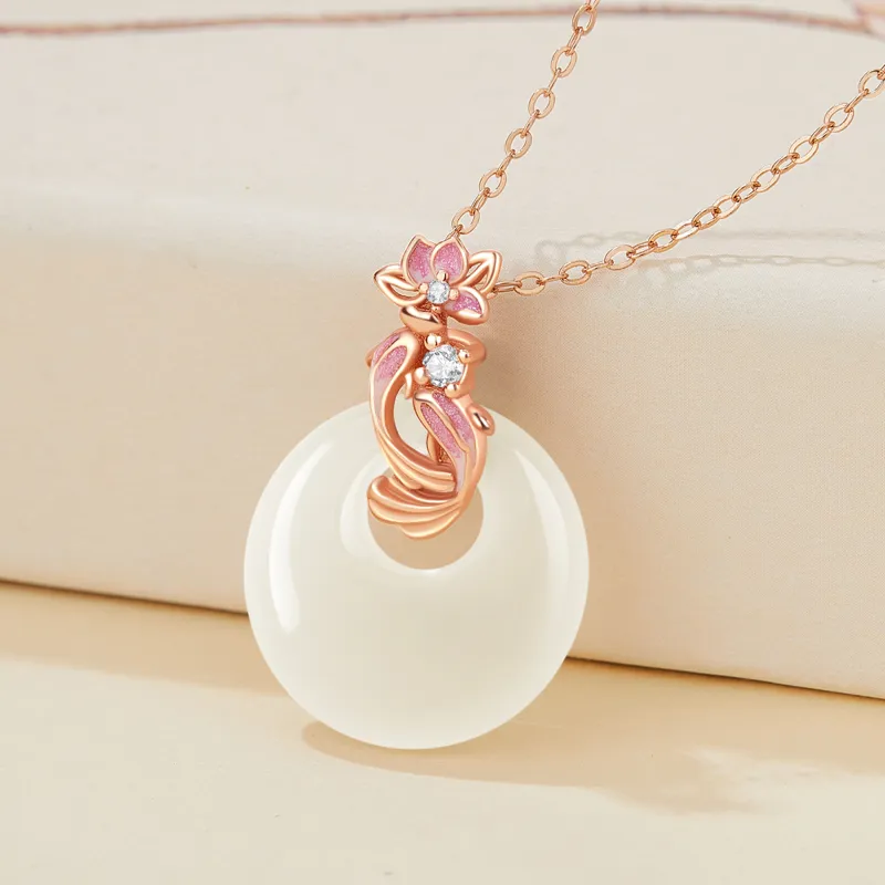 Lao Feng Xiang Chalcedony Jade Necklace For Women's Women's-10