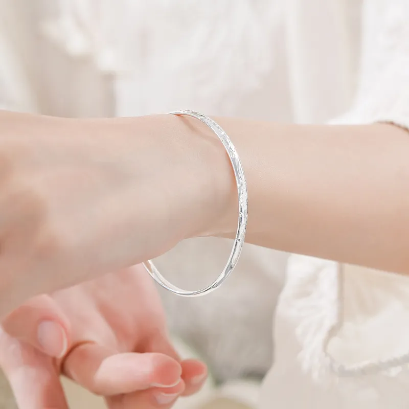 Lao Feng Xiang 999 Fine Silver Bangles Women's-4