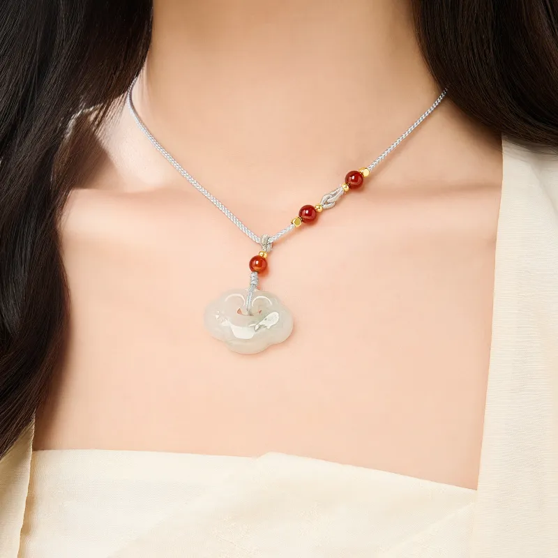 Lao Feng Xiang Natural Tianshan Jade Necklaces Women's-4
