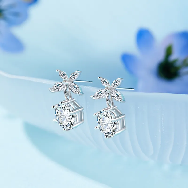 Lao Feng Xiang S999 Silver Earrings Women's-3