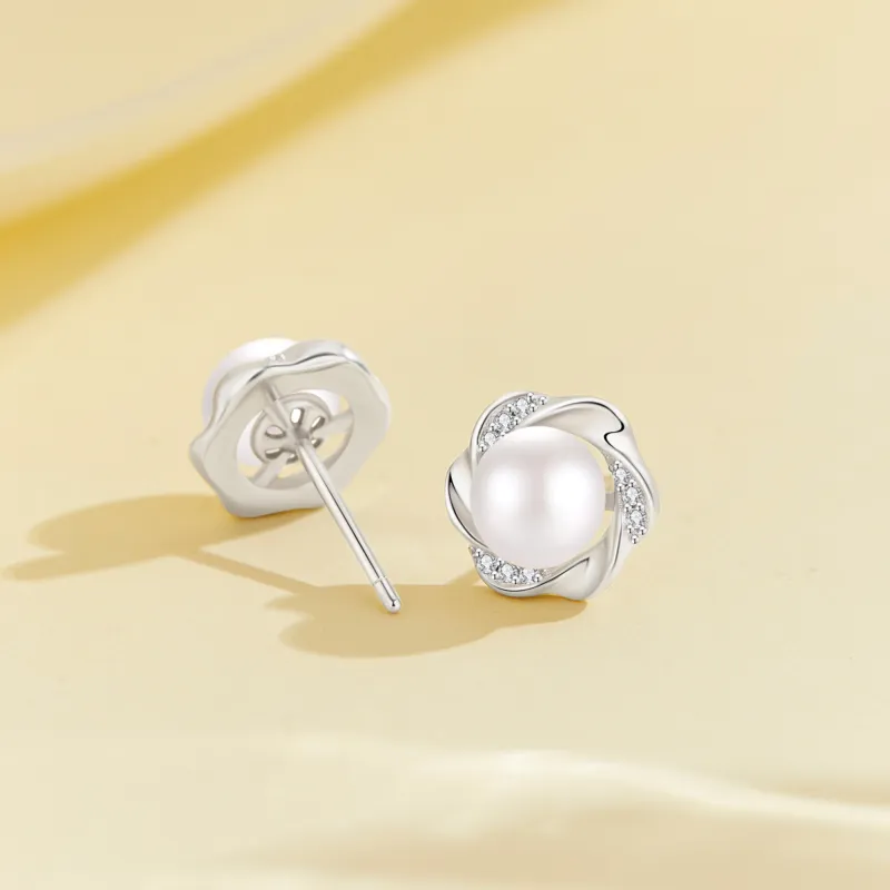 Lao Feng Xiang Pearl Stud Earrings Women's-1