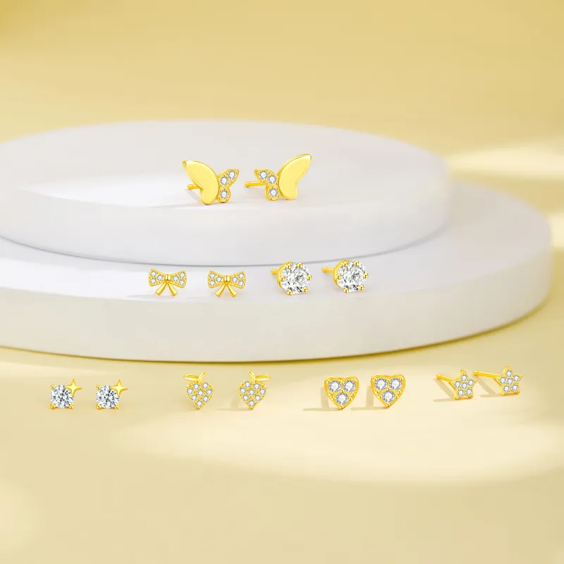 Lao Feng Xiang S925 Silver Stud Earrings Women's-1
