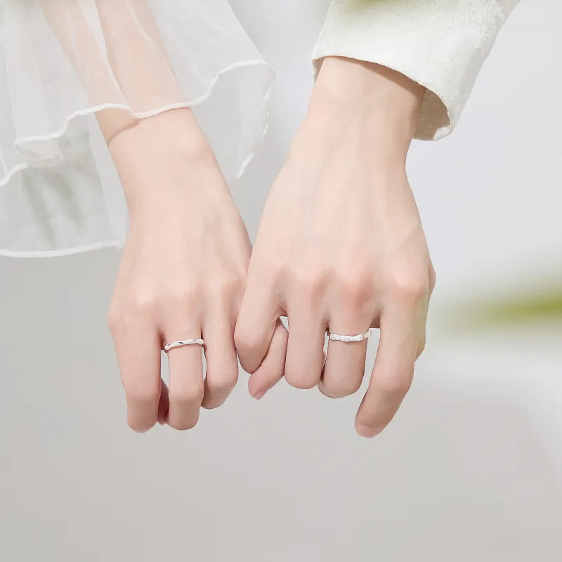 Lao Feng Xiang S999 Silver Ring Pair Unisex-4