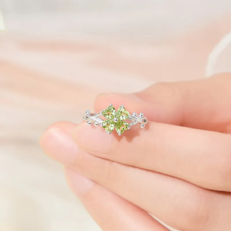 Lao Feng Xiang Natural Peridots Colored Gemstone Rings Women's-4