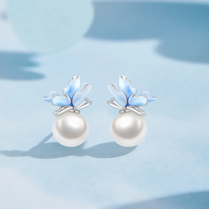 Lao Feng Xiang Pearl Stud Earrings Women's-5