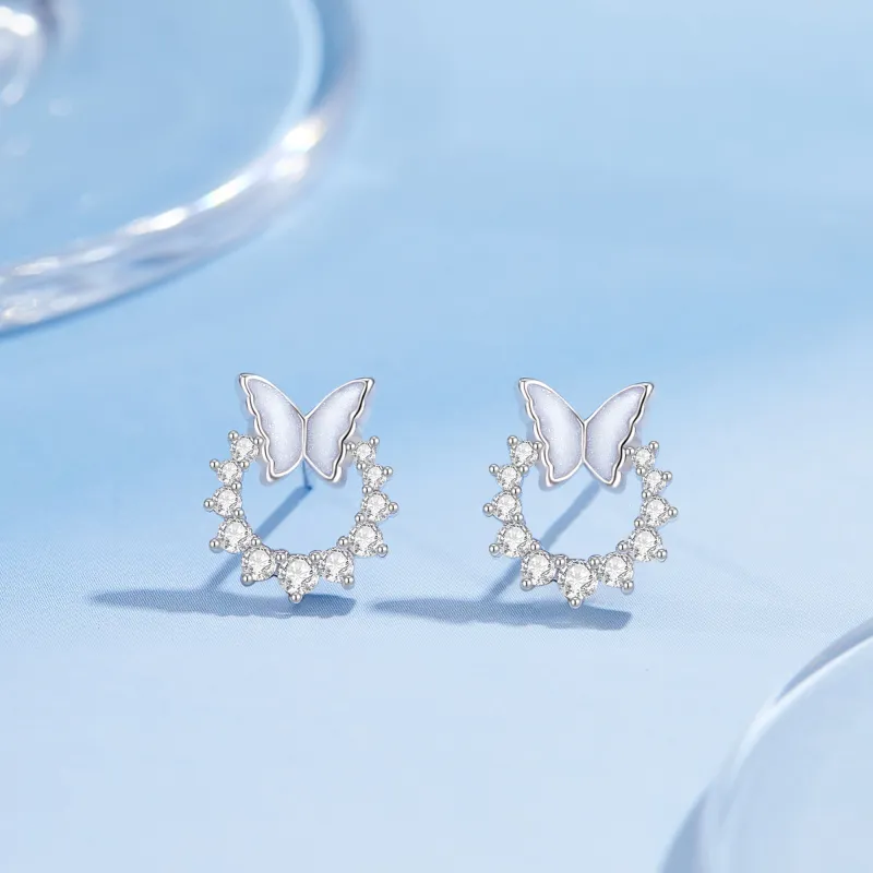Lao Feng Xiang 925 Sterling Silver Stud Earrings Women's-2