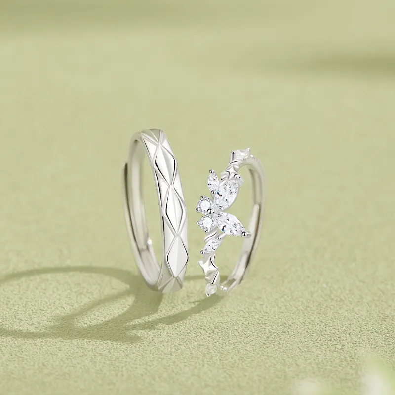 Lao Feng Xiang S925 Silver Ring Pair Unisex-5