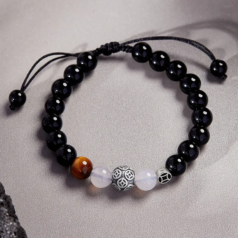 Lao Feng Xiang Natural Obsidian Bracelets Unisex-5