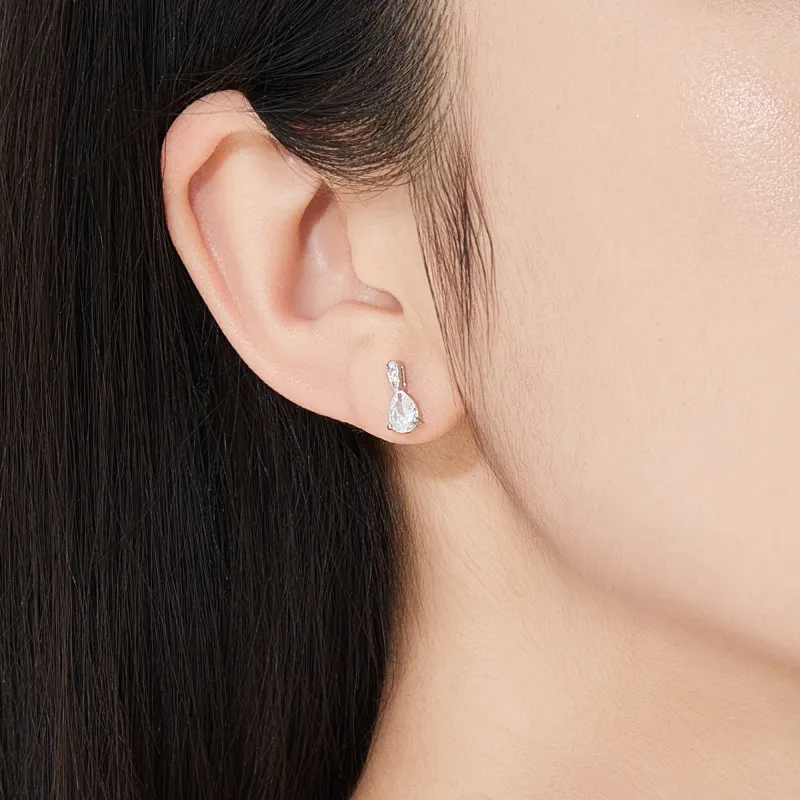 Lao Feng Xiang 925 Sterling Silver Stud Earrings Women's-6